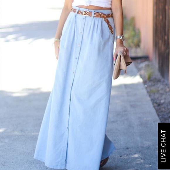 NWT Pistola BAEZ BLUE CHAMBRAY MAXI SKIRT - Picture 4 of 6